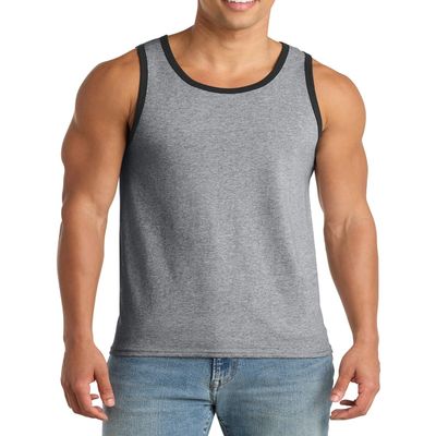 JustBlanks Mens Tank Tops Sleeveless Shirts for Men Workout Shirts for Men Tank T-Shirt Gym Sleeveless T-Shirt - Athletic Heather/Jet Black - XL