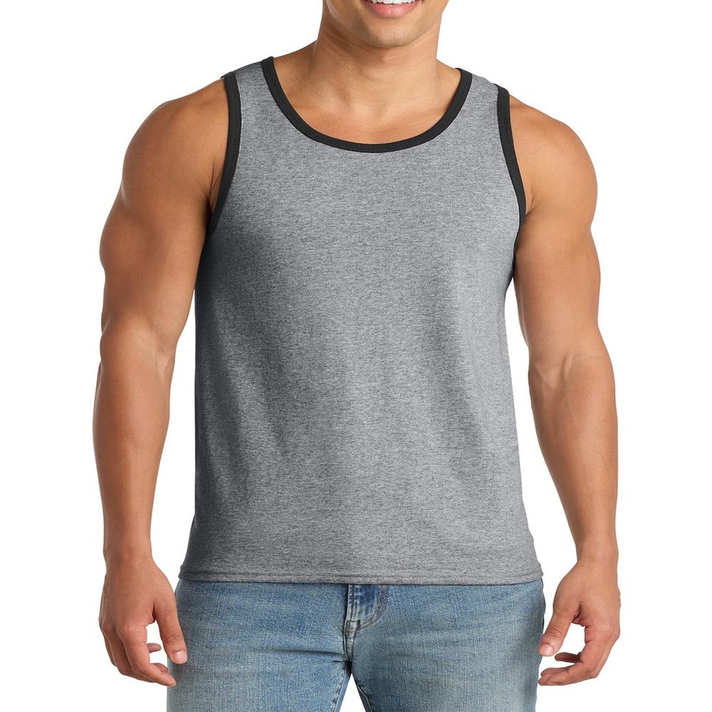 JustBlanks Mens Tank Tops Sleeveless Shirts for Men Workout Shirts for Men Tank T-Shirt Gym Sleeveless T-Shirt - Athletic Heather/Jet Black - XL
