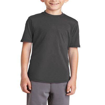 JustBlanks Youth Short Sleeves Regular Fit Casual Workout Performance Blend T-Shirt - Charcoal - M