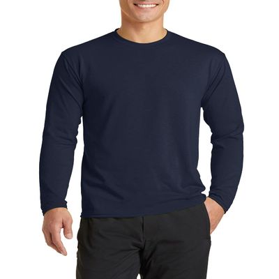 JustBlanks Mens Long Sleeves Regular Fit Casual Workout Performance Blend T-Shirt - Deep Navy - M