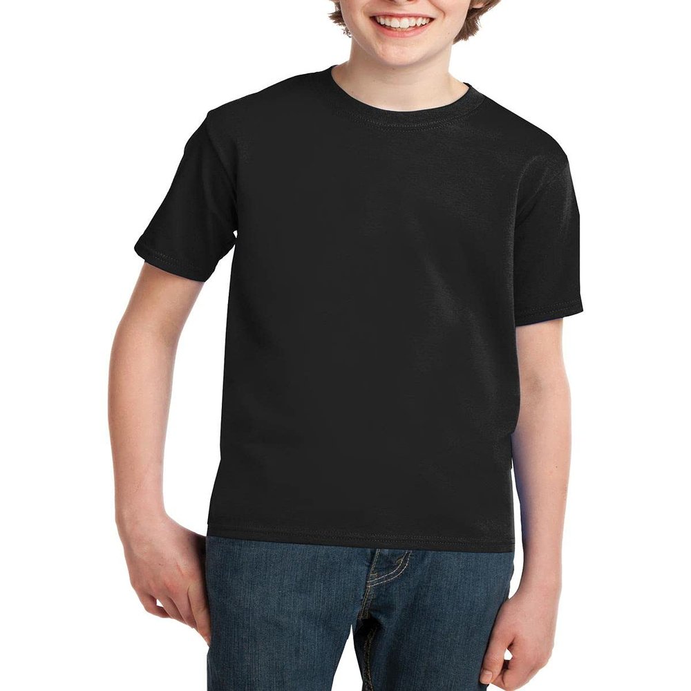 JustBlanks Youth 100% Cotton Casual Short Sleeves Essential T-Shirt - Jet Black - S