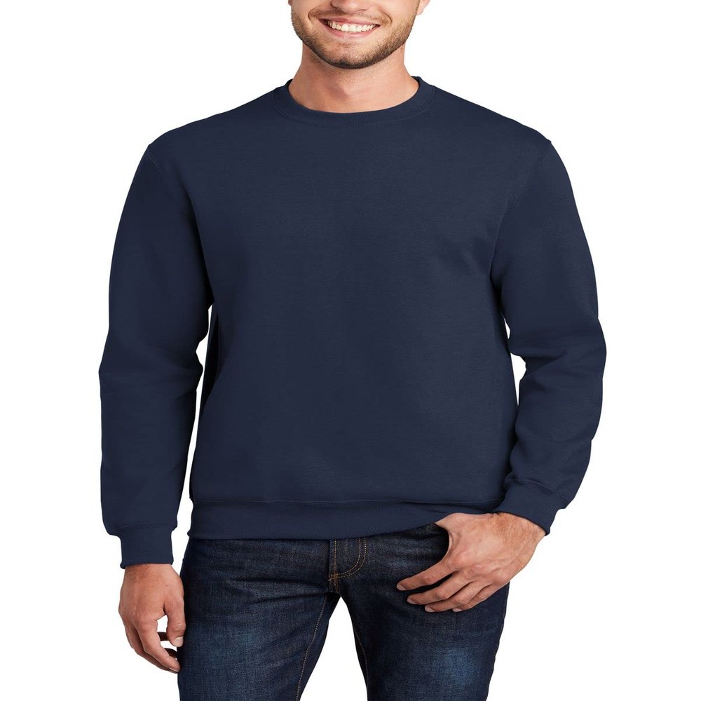 JustBlanks Cozy Fleece Sweatshirts for Men - Soft Plain Crewneck Pullover, Warm Crew Neck Mens Sweatshirt - Navy - L