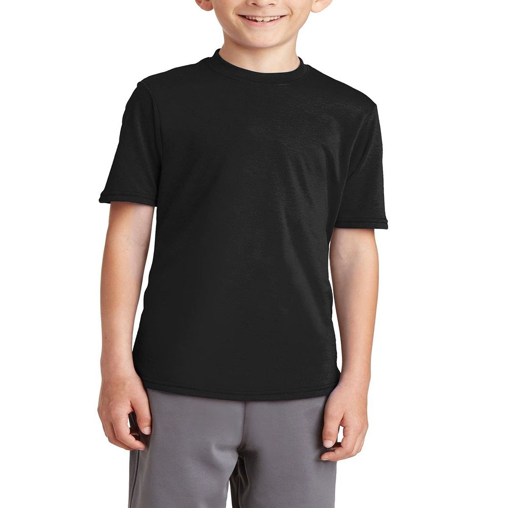 JustBlanks Youth Short Sleeves Regular Fit Casual Workout Performance Blend T-Shirt - Jet Black - XS