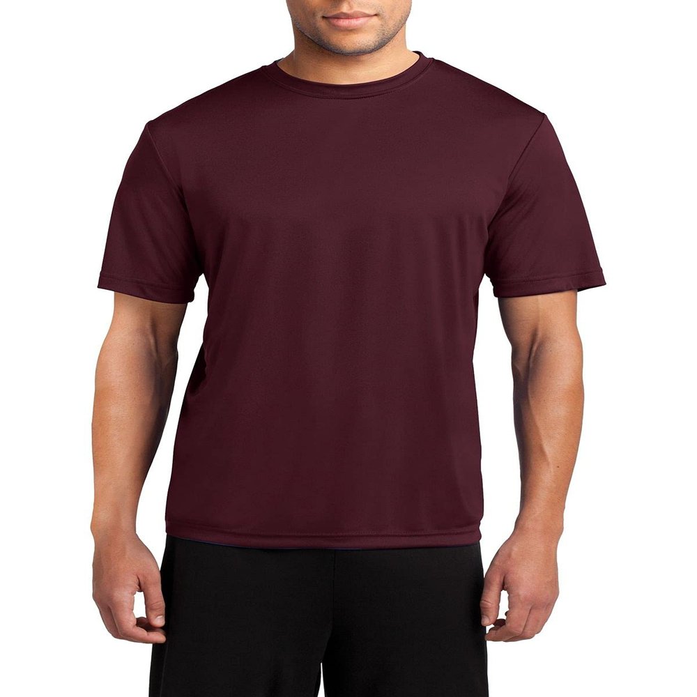 JustBlanks Mens Crew T-Shirt Performance Tee Work Out Shirt for Men Short Sleeve T-Shirt for Men - Athletic Maroon - XS
