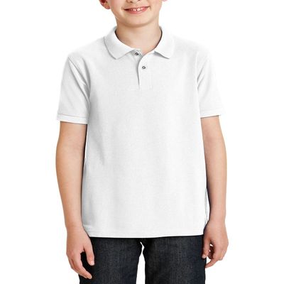 JustBlanks Boy Short Sleeve Youth Polo Performance Shirt Silk Touch Youth Polo Shirts for Boys Y500 - White - Small