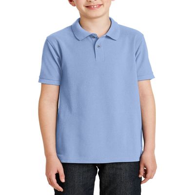 JustBlanks Boy Short Sleeve Youth Polo Performance Shirt Silk Touch Youth Polo Shirts for Boys Y500 - Light Blue - Large