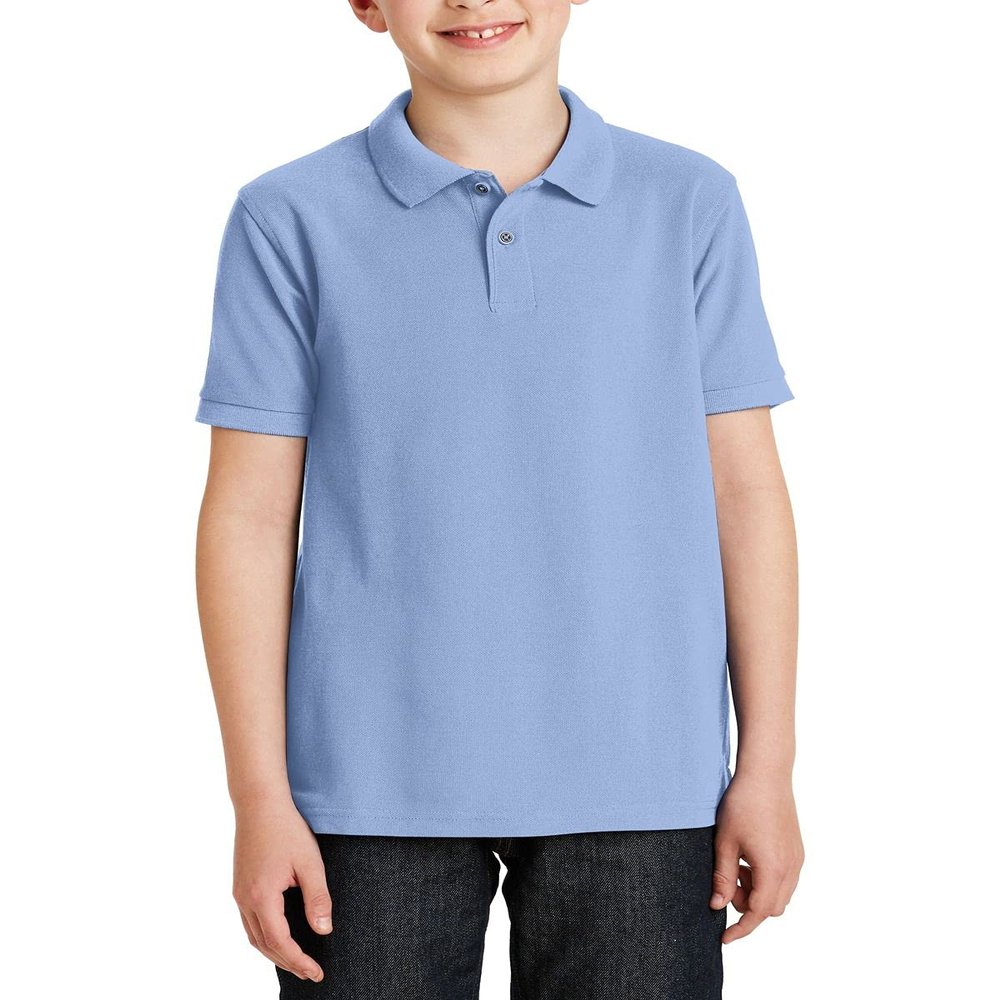 JustBlanks Boy Short Sleeve Youth Polo Performance Shirt Silk Touch Youth Polo Shirts for Boys Y500 - Light Blue - Large
