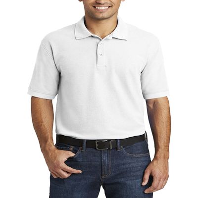JustBlanks Mens Perfect Durable Cotton Jersey Short Sleeves Core Blend Pique Knit Polo Shirt - White - 2XL