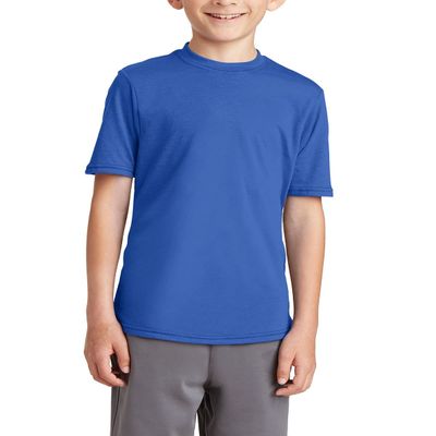 JustBlanks Youth Short Sleeves Regular Fit Casual Workout Performance Blend T-Shirt - True Royal - S