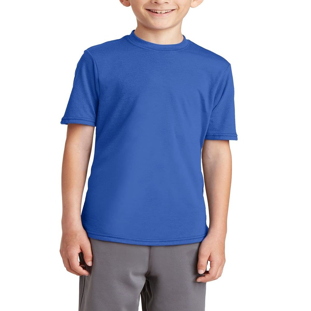 JustBlanks Youth Short Sleeves Regular Fit Casual Workout Performance Blend T-Shirt - True Royal - S