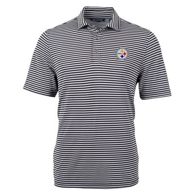 Cutter & Buck Men's Black Pittsburgh Steelers Virtue Eco Pique Stripe Recycled Polo