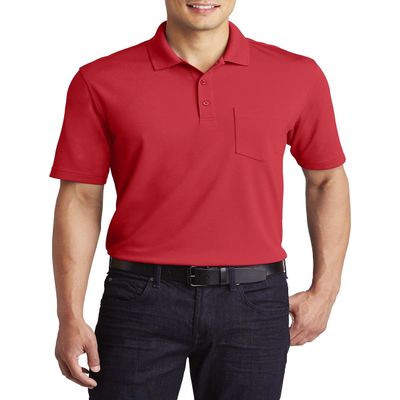 JustBlanks Short Sleeves Polo Shirt for Men's Regular-fit Sportwear Chest Pocket Jersey Lightweight Polo Shirt for Men - Rich Red - X-Small