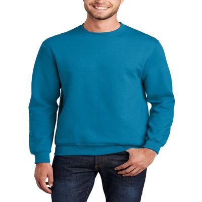 JustBlanks Cozy Fleece Sweatshirts for Men - Soft Plain Crewneck Pullover, Warm Crew Neck Mens Sweatshirt - Neon Blue - 3X