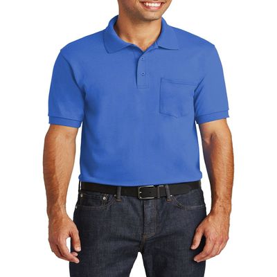JustBlanks Mens Cotton Golf Polo Shirts for Men Short Sleeves Mens Polo Shirts with Pocket Core Blend Jersey Knit - Royal - S