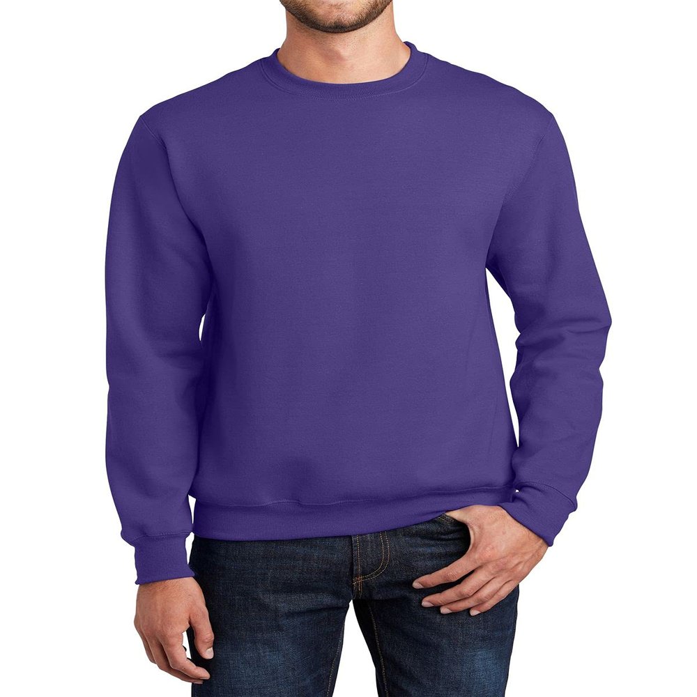 JustBlanks Mens Long Sleeve Sweatshirt Fleece Performance Crewneck Sweatshirts for Men - Purple - 2XL