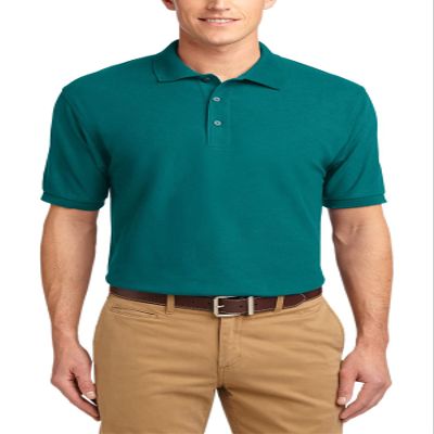 JustBlanks Men's Short Sleeves Silk Touch Polo Shirt 5-Ounce, Cotton-Poly Flat Knit Collar-Cuffs Polo Shirt for Men - Teal Green - Medium