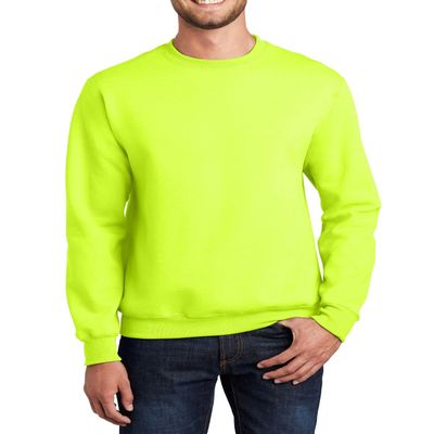 JustBlanks Mens Long Sleeve Sweatshirt Fleece Performance Crewneck Sweatshirts for Men - Safety Green - M
