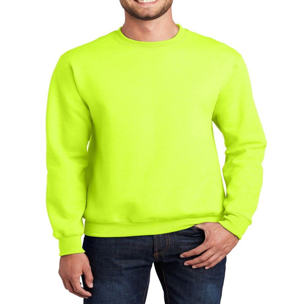 JustBlanks Mens Long Sleeve Sweatshirt Fleece Performance Crewneck Sweatshirts for Men - Safety Green - M