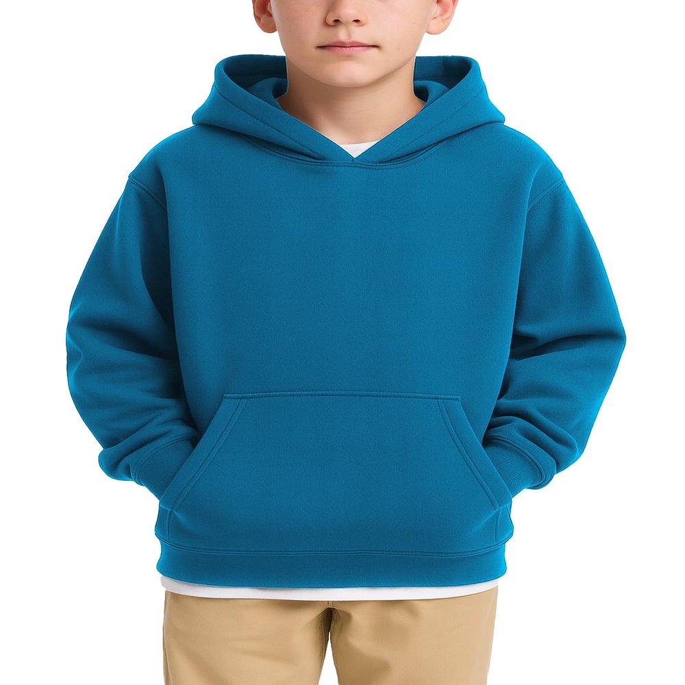 JustBlanks Youth Hoodies for Boys Girls Fleece Sweatshirt Children Pull on Hoody sweatshirt Youth Hooded Sweatshirt - Neon Blue - XS