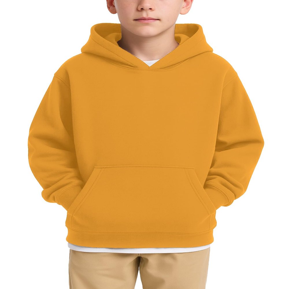 JustBlanks Youth Hoodies for Boys Girls Fleece Sweatshirt Children Pull on Hoody sweatshirt Youth Hooded Sweatshirt - Gold - S