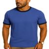 JustBlanks Men's Ringer Tee Shirt - Cotton T-Shirts Short Sleeves Crewneck T-Shirt for Men - Heather Royal/Navy - L view 1