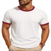 JustBlanks Men's Ringer Tee Shirt - Cotton T-Shirts Short Sleeves Crewneck T-Shirt for Men - White/Red - M view 1