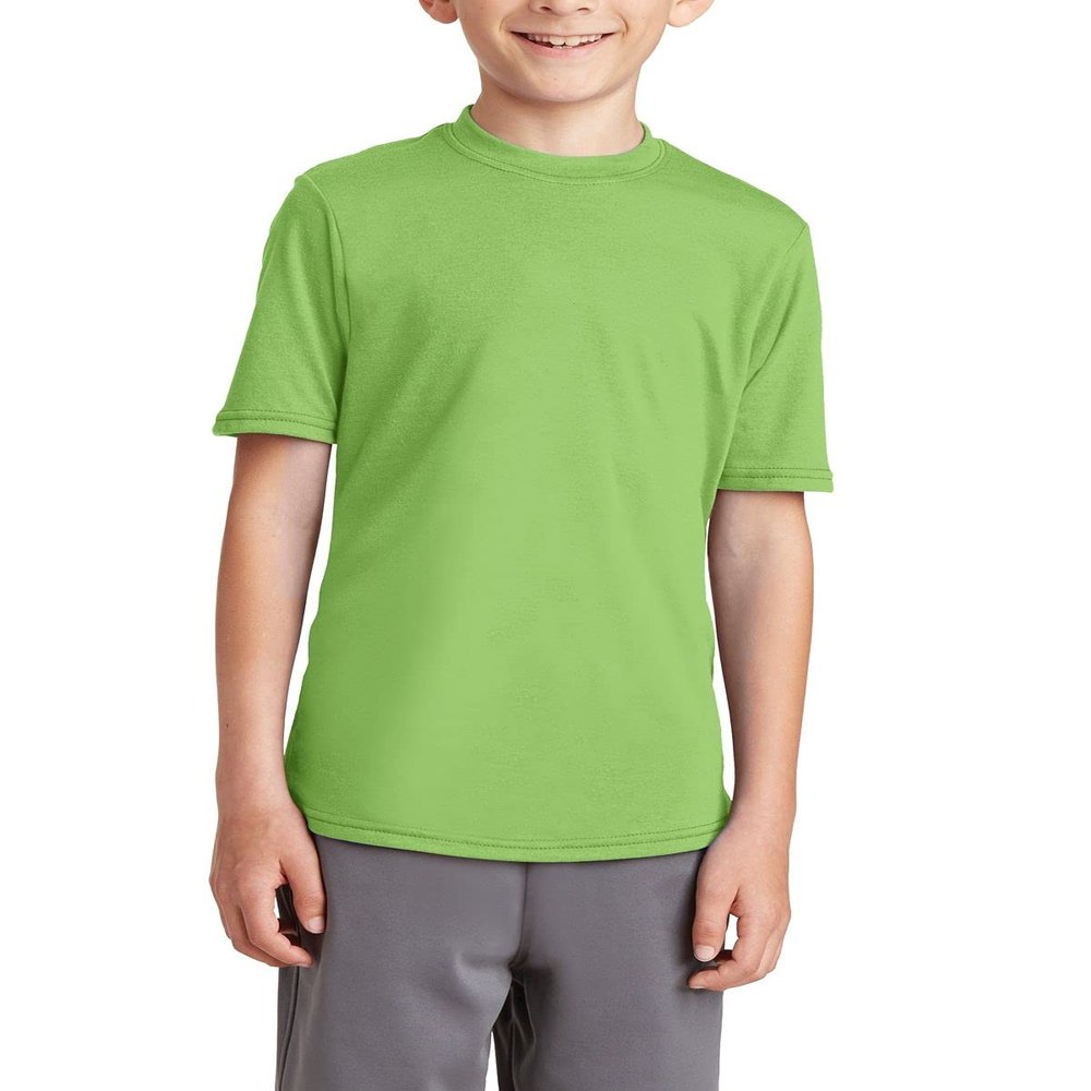 JustBlanks Youth Short Sleeves Regular Fit Casual Workout Performance Blend T-Shirt - Lime - XS