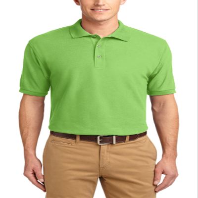 JustBlanks Men's Short Sleeves Silk Touch Polo Shirt 5-Ounce, Cotton-Poly Flat Knit Collar-Cuffs Polo Shirt for Men - Lime - Large