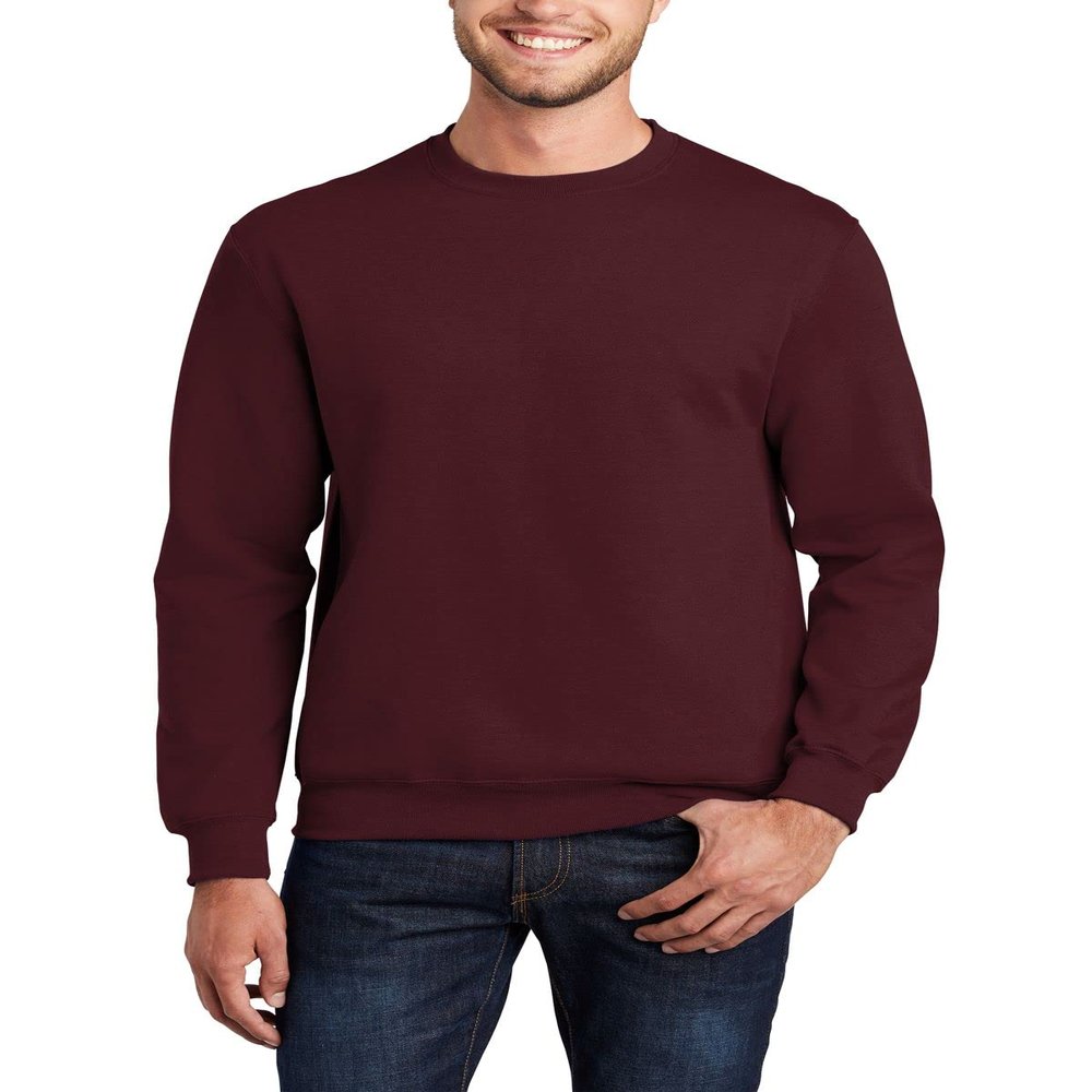 JustBlanks Cozy Fleece Sweatshirts for Men - Soft Plain Crewneck Pullover, Warm Crew Neck Mens Sweatshirt - Maroon - M