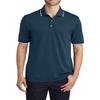 JustBlanks Men's Short Sleeves Dry Zone Uv Micro-Mesh Tipped Polo Shirt 100% Polyester Jersey 3-Button Placket Polo Shirt for Men - River Blue Navy/White - XX-Large view 1