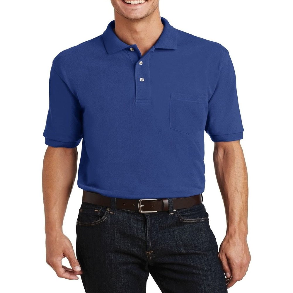 JustBlanks Men's Short Sleeves Heavyweight Cotton Pique Polo with Pocket 100% Ring Spun Combed Cotton Polo Shirt for Men - Royal - XX-Large