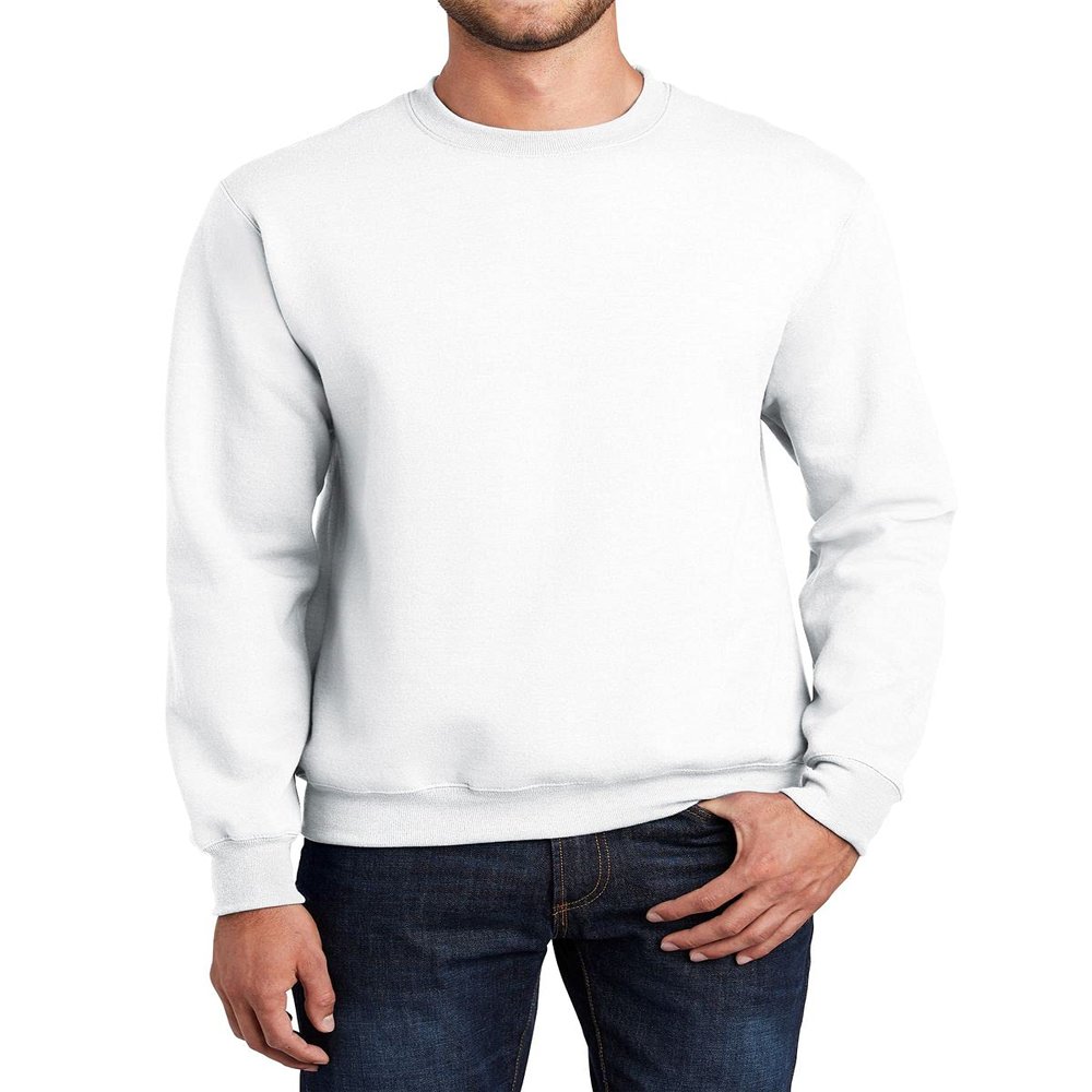 JustBlanks Mens Long Sleeve Sweatshirt Fleece Performance Crewneck Sweatshirts for Men - White - 2XL