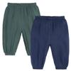 EISHOW 3Pack Toddler Baby Boys Girls Ankle Pants Cotton Linen Trousers Casual Elastic Wide Leg Harem Pants Long Bloomers (6-9 Months,2 Pack-Navy&Green) view 1