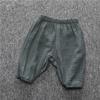 EISHOW 3Pack Toddler Baby Boys Girls Ankle Pants Cotton Linen Trousers Casual Elastic Wide Leg Harem Pants Long Bloomers (6-9 Months,2 Pack-Navy&Green) view 2