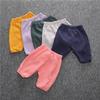 EISHOW 3Pack Toddler Baby Boys Girls Ankle Pants Cotton Linen Trousers Casual Elastic Wide Leg Harem Pants Long Bloomers (6-9 Months,2 Pack-Navy&Green) view 4
