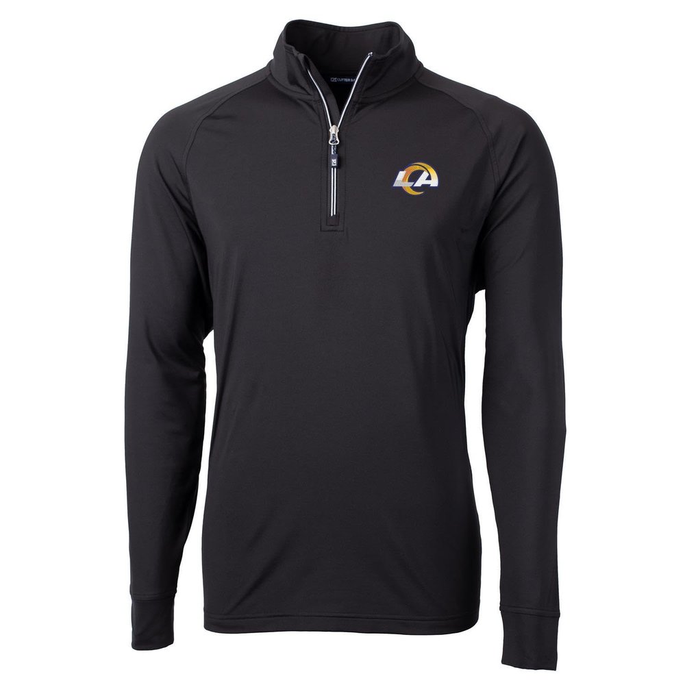 Cutter & Buck Men's Black Los Angeles Rams Adapt Eco Knit Quarter-Zip Pullover Jacket