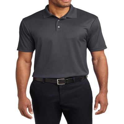 JustBlanks Men's Short Sleeves Performance Fine Jacquard Polo Shirt 4.1-Ounce, 100% Polyester 3-Button Placket Polo Shirt for Men - Grey Smoke - Small