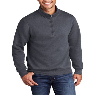 JustBlanks Mens Long Sleeve Fleece Pullover Sweatshirt Heavyweight Performance 1/4-Zip Pullover Sweatshirts for Men - Heather Navy - 2XL
