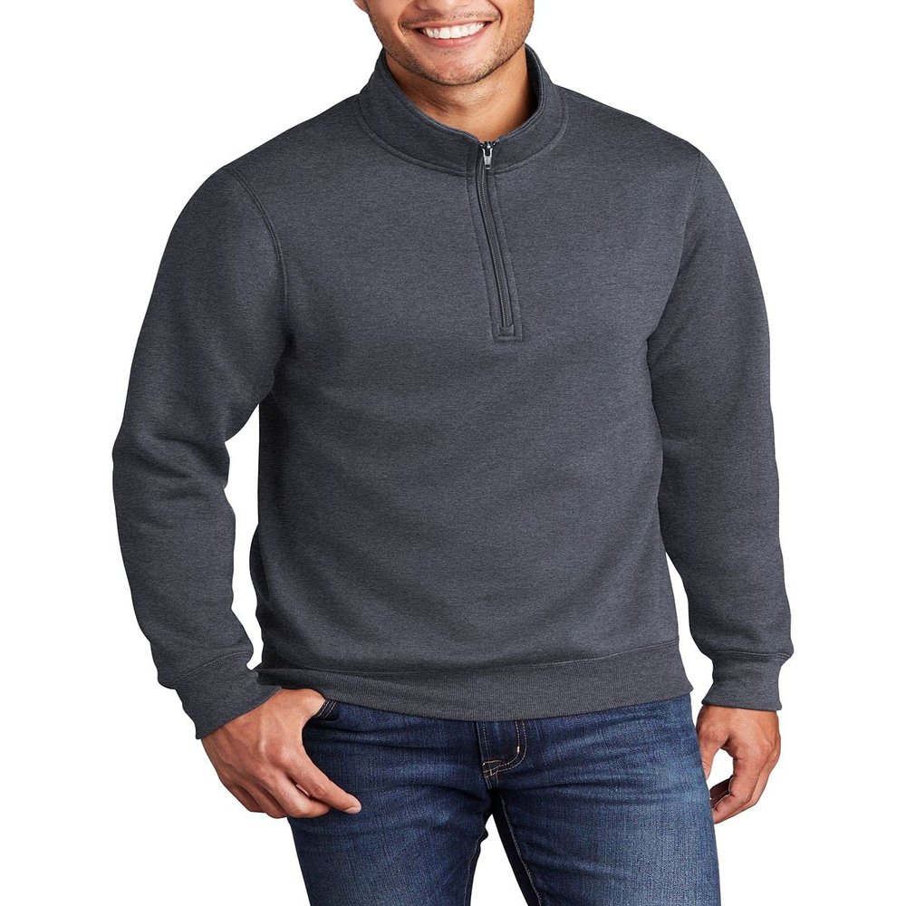 JustBlanks Mens Long Sleeve Fleece Pullover Sweatshirt Heavyweight Performance 1/4-Zip Pullover Sweatshirts for Men - Heather Navy - 2XL