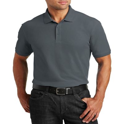JustBlanks Men Polo Shirts Pique Polo Shirts for Men Short Sleeves 3 Button Performance Polo T Shirt - Graphite - L