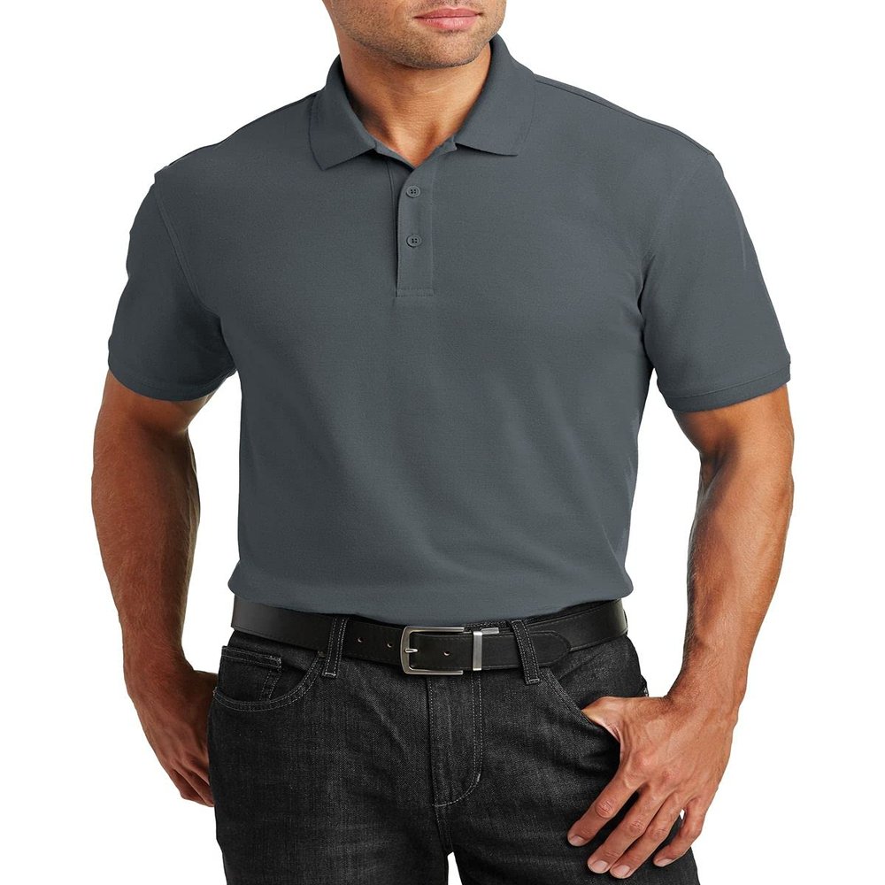 JustBlanks Men Polo Shirts Pique Polo Shirts for Men Short Sleeves 3 Button Performance Polo T Shirt - Graphite - L