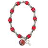 Silver Toned Red Beaded Nativity Scene Charm Bracelet with Picture and Cross, Religious Christmas Jewelry for Women, 3 Inches view 1