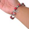 Silver Toned Red Beaded Nativity Scene Charm Bracelet with Picture and Cross, Religious Christmas Jewelry for Women, 3 Inches view 2