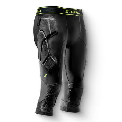 Storelli BodyShield 3/4 Goalkeeper Leggings 2, High-Impact Protection, Sweat-Wicking, UV-Resistant Athletic Bottoms for Soccer & Heavy-Duty Sports | Black | Extra Large