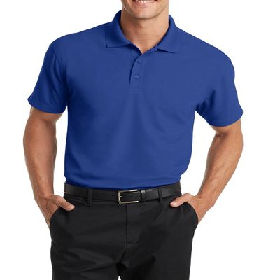 JustBlanks Men's Short Sleeves Dry Zone Grid Polo Shirt 100% Polyester 3-Button Placket Flat Knit Collar Polo Shirt for Men - True Royal - Small