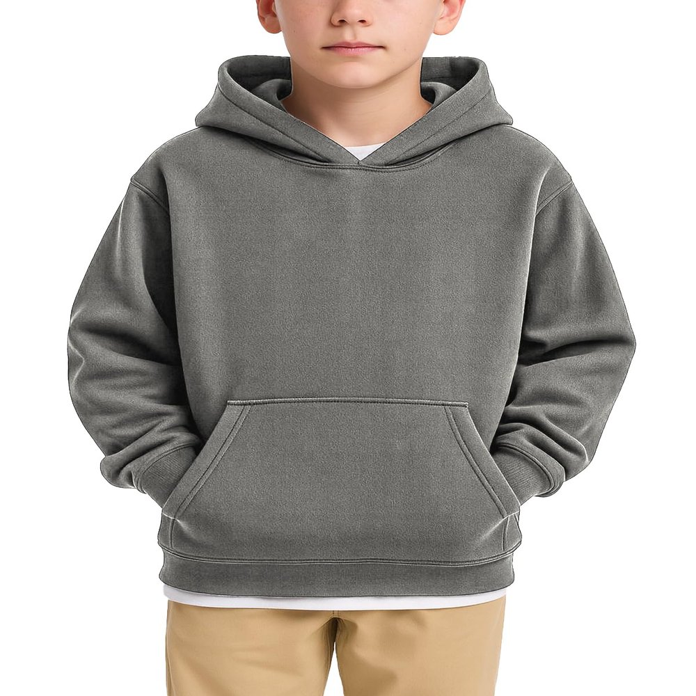 JustBlanks Youth Hoodies for Boys Girls Fleece Sweatshirt Children Pull on Hoody sweatshirt Youth Hooded Sweatshirt - Athletic Heather - S