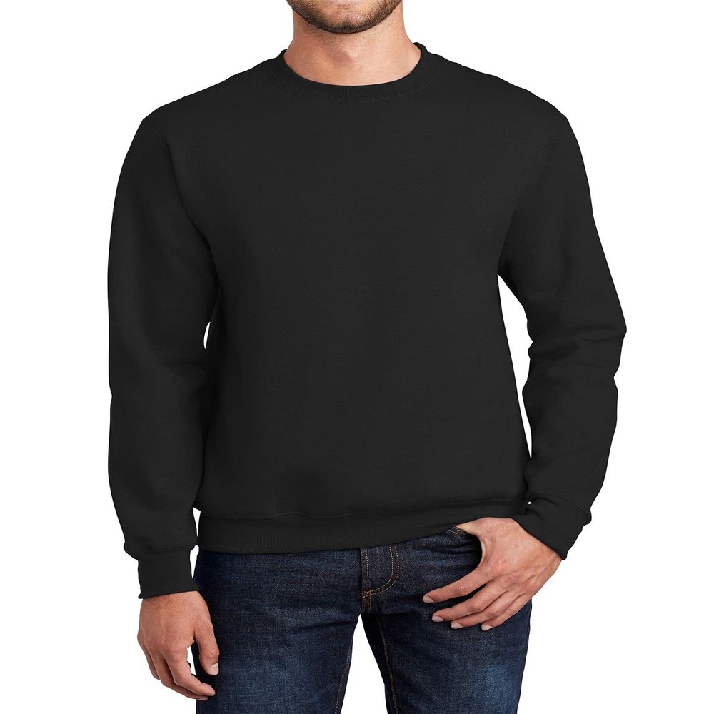 JustBlanks Mens Long Sleeve Sweatshirt Fleece Performance Crewneck Sweatshirts for Men - Jet Black - XL