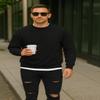 JustBlanks Mens Long Sleeve Sweatshirt Fleece Performance Crewneck Sweatshirts for Men - Jet Black - XL view 3