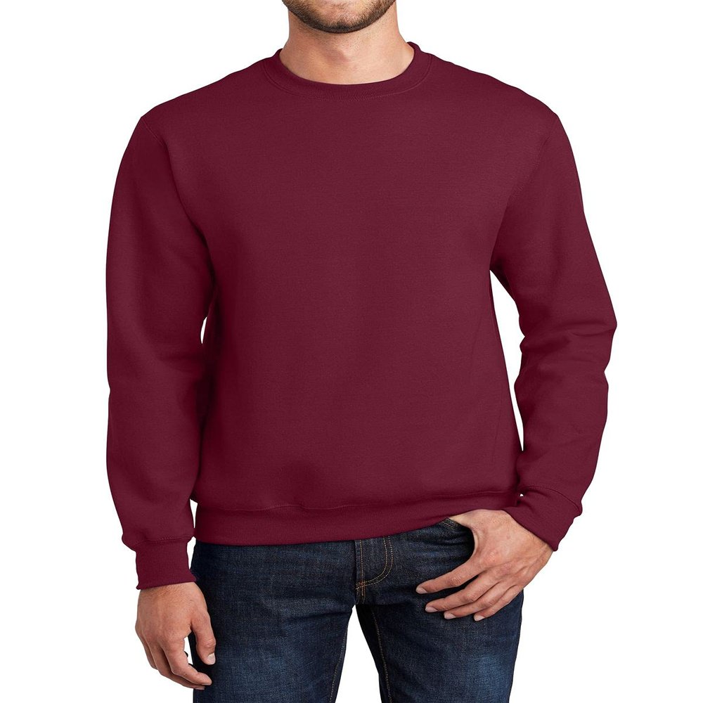 JustBlanks Mens Long Sleeve Sweatshirt Fleece Performance Crewneck Sweatshirts for Men - Cardinal - 2XL