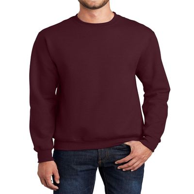 JustBlanks Mens Long Sleeve Sweatshirt Fleece Performance Crewneck Sweatshirts for Men - Maroon - XL